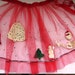 1950s Red Sheer Net Christmas Apron  Felt Sequin Appliques image 0