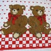 Vintage Teddy Bears Kitchen Towel  Bears Red White Hearts image 0