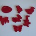 Red Plastic Easter Cookie Cutters by HRM  Set of 7  Barn image 0