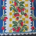 Vintage Tea Towel  Red Strawberries Yellow Checks Crochet image 0