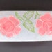 1960s Glove Box  Painted Pink Roses on Blue Quilted Box  image 0