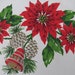 1960s Large Christmas Tablecloth  Poinsettias Gold Pinecones image 0