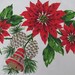 1960s Large Christmas Tablecloth  Poinsettias Gold Pinecones image 0