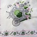 1960s Novelty Tablecloth  Hearts Wrought Iron Flower Cart image 0