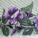 1950s Floral Tablecloth  Purple Peonies Mint Green Stripes  image 0