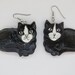 Kitty Cat Earrings  Hand Painted Black White Kitten Pierced image 0