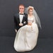 1950s Small Wedding Cake Topper  Plastic Bride and Groom  image 0