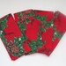 Christmas Napkins  Set of 4  Holly Mistletoe Pinecones  Red image 0