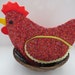 Vintage Chicken Bun Rolls Warmer  Red Floral Fabric Rooster image 0