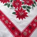 1960s Large Christmas Tablecloth  Poinsettias Gold Holly image 1