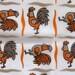 1970s Womens Novelty Roosters Scarf  Orange Tan Roosters image 0