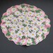 Vintage Round Handkerchief   White Daisies Pink Hankie Hanky image 0