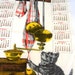1973 Calendar Tea Towel  Vintage Dish Kitchen Towel  Kitten image 1