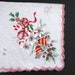 Vintage Christmas Handkerchief Red White Bells Candy Canes image 0