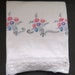 Vintage Full Double Flat Sheet  Hand Embroidered Floral Pink image 0