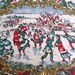 Vintage Oval Christmas Tablecloth 1970s  Ice Skaters Sleigh image 0