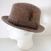 Vintage Mens Tweed Fedora Hat  Brown Tan Gold Rust Wool Tweed image 2