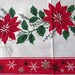 1960s Large Christmas Tablecloth  Poinsettias Gold Holly image 0