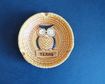 Vintage Texas Souvenir Ashtray - Hoot Owl Ashtray Cigarette Pipe Cigar Holder - State of Texas Souvenir Ash Tray - Collectible - Gift