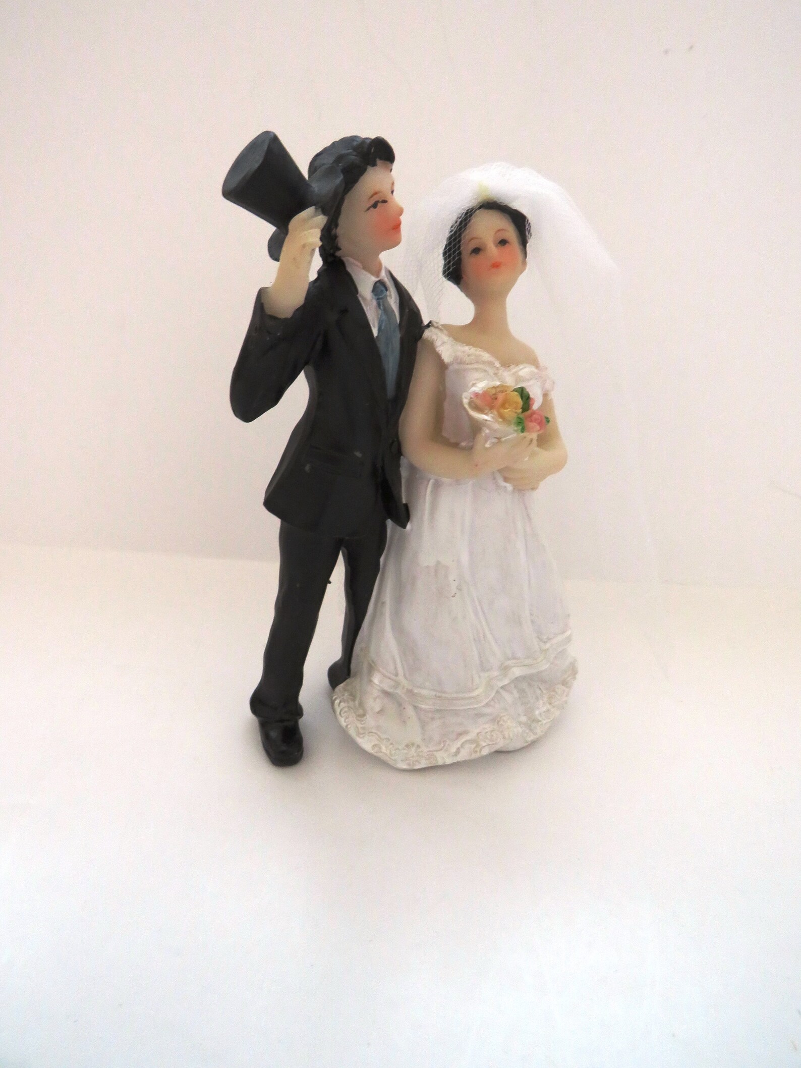 1980s Small Wedding Cake Topper Resin Bride Groom Pastry Etsy