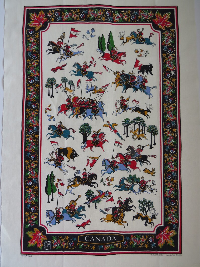 1970s Canada Souvenir Tea Towels Set of 2 Canadian Mounted Etsy
