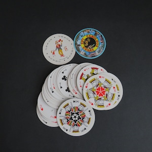 1970s Fabulous Las Vegas ROUND Playing Cards - Souvenir Las Vegas Nevada Casino Cards - Single Deck Circular Cards - Family Game Night Gift