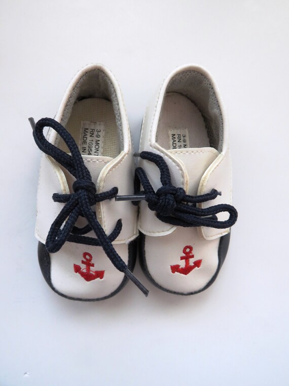 Baby Nautical Shoes - Size 3 to 9 Months - Red Wh… - image 1