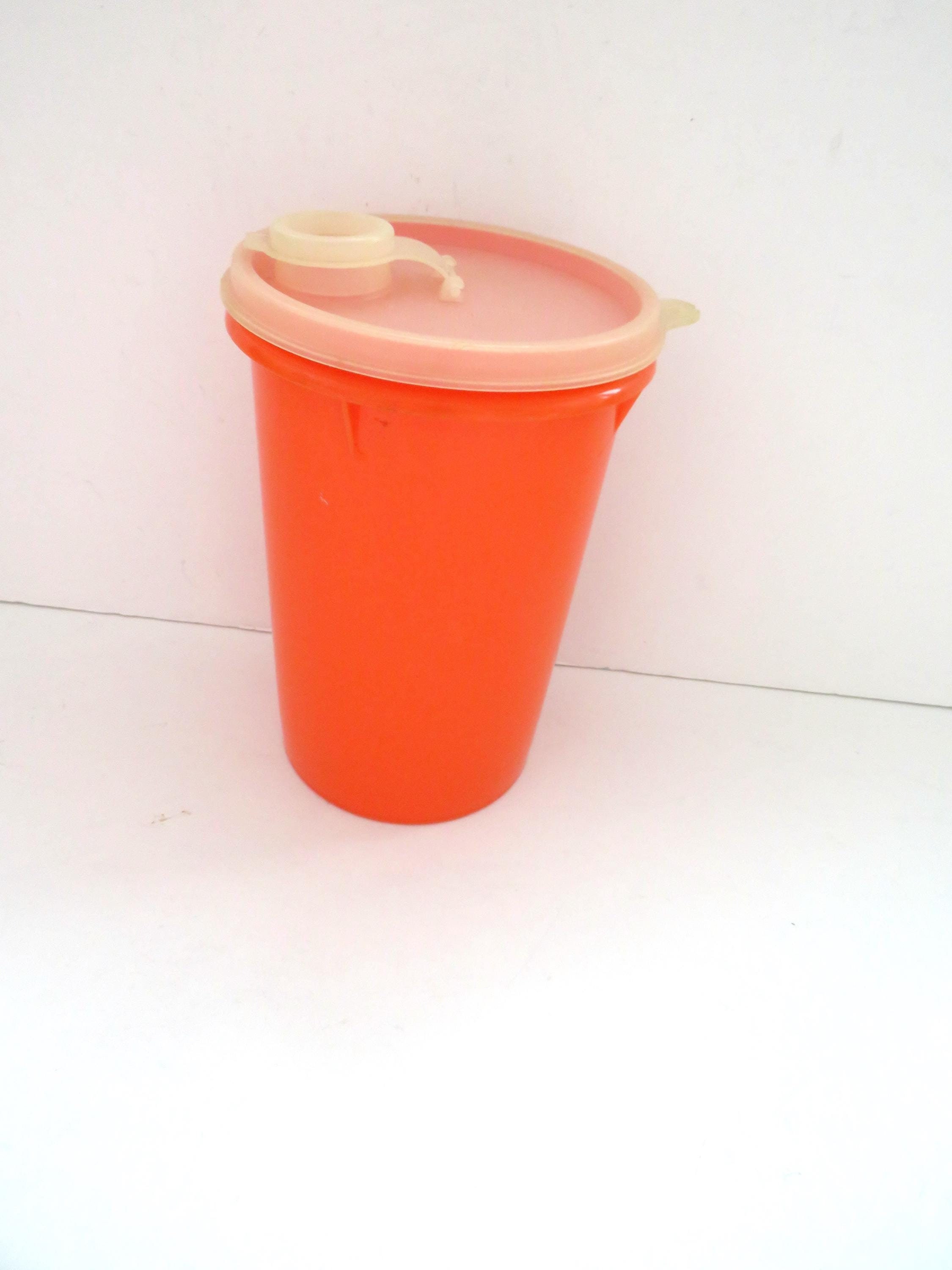 1980s Tupperware 36 Oz Handolier Drink Container - Orange with Snap On Pour Lid - Prepare Serve Store Beverages - Kids Juice Drinks Picnics