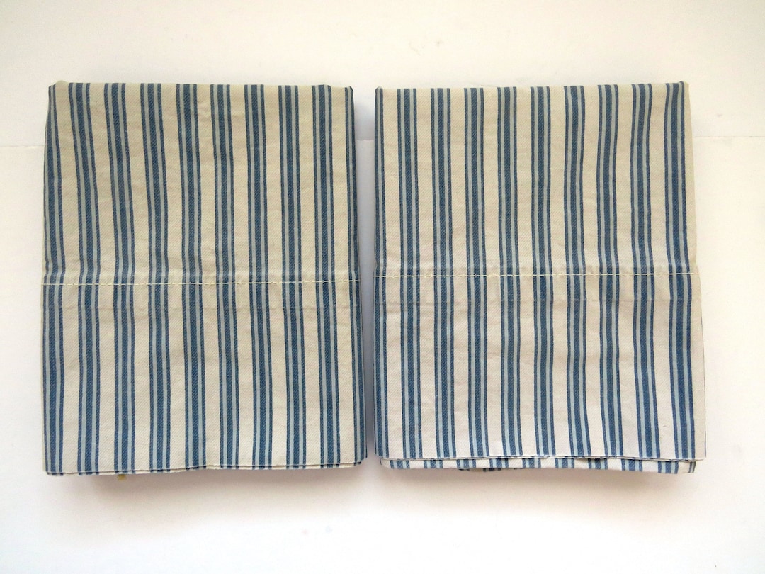 PAIR Ralph Lauren Pillowcases Claudine Standard Pillowcases Blue Tan