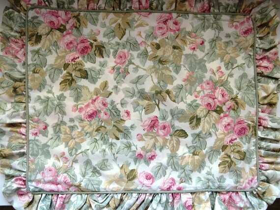 Laura Ashley Standard Pillow Sham Cottage Rose Green Pink Etsy