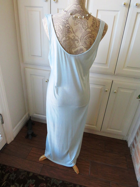 1990s Long Baby Blue Nightgown by Natori - Size M… - image 4