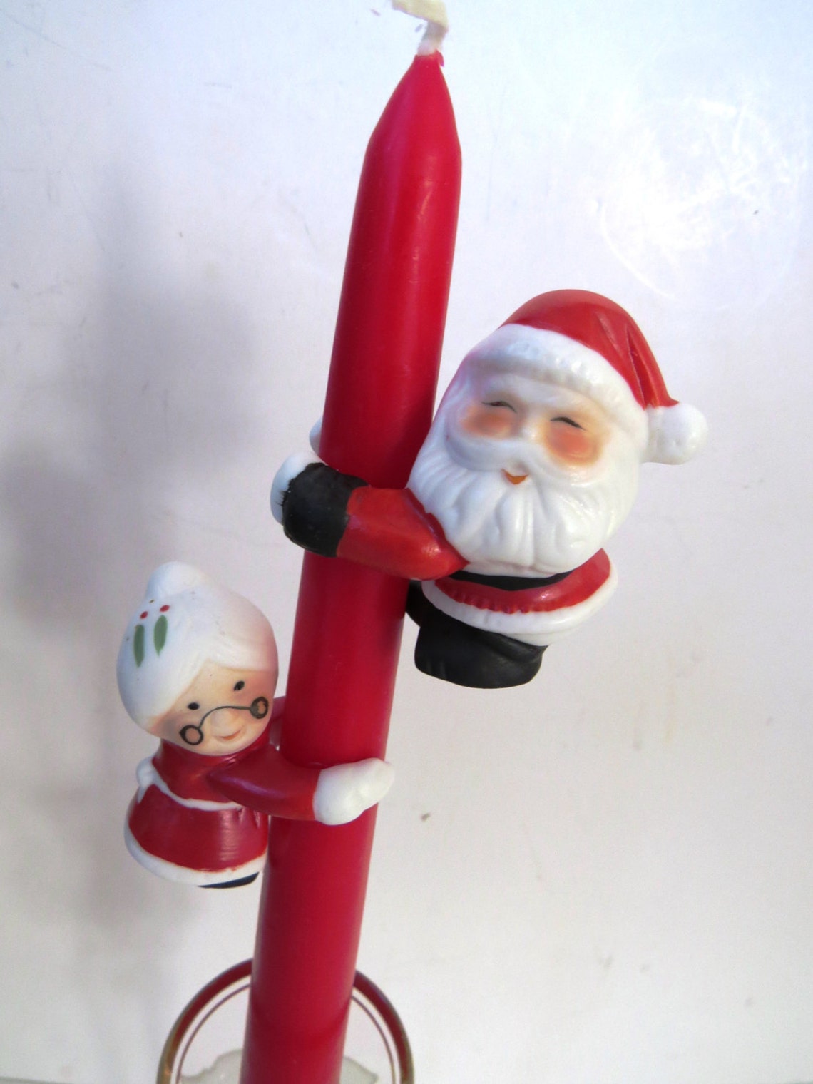 Santa Claus Mrs Claus Candle Huggers Ceramic Christmas Taper Etsy