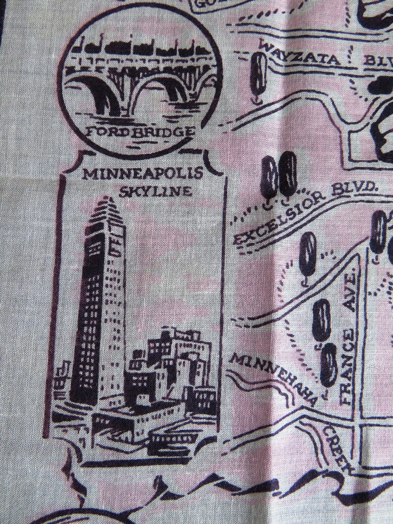 1960s Minneapolis MN State Handkerchief by Hermann City Etsy