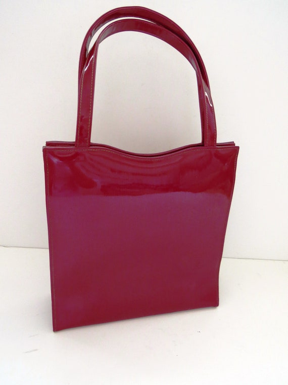 Ruby Red Patent Leather Tote Bag