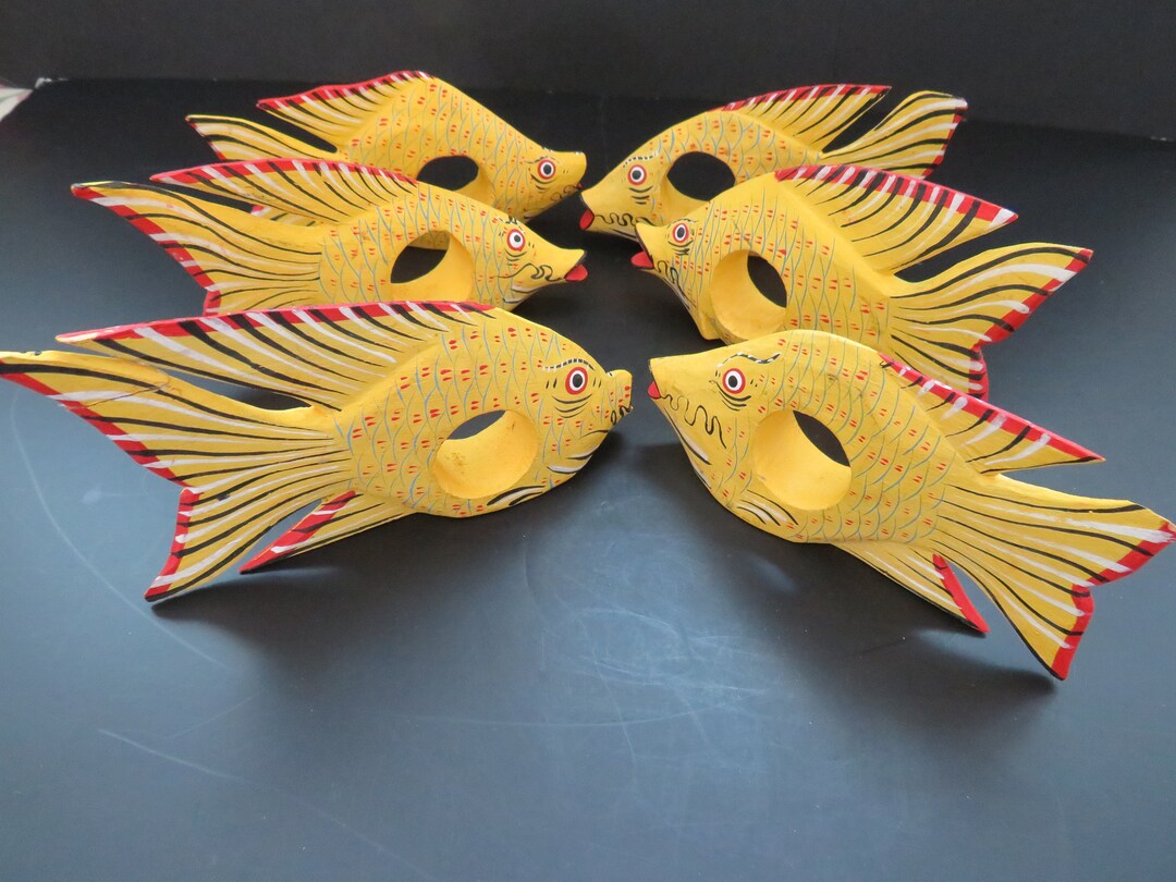 Brass Fish Napkin Rings Set of 6