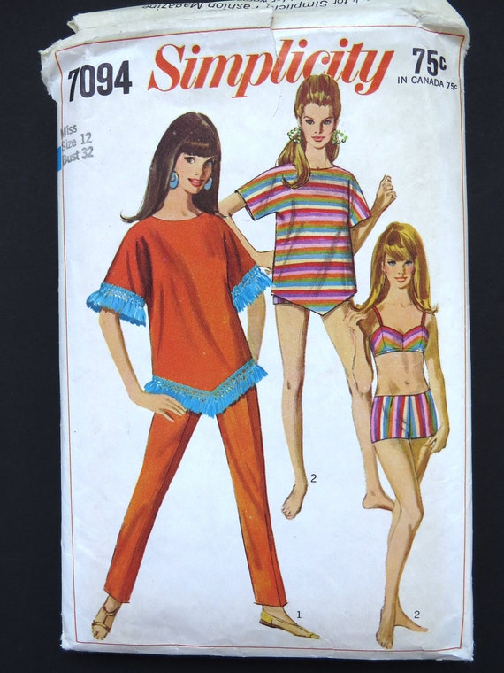 1960s Swimwear Sewing Pattern Simplicity 7094 Size 12 Etsy