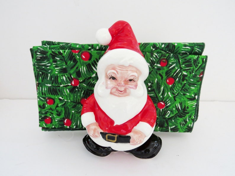 Holiday Decorations Vintage Santa Napkin Holder by Lefton Gift Christmas Table Decor St Nicholas Napkin Mail Keeper