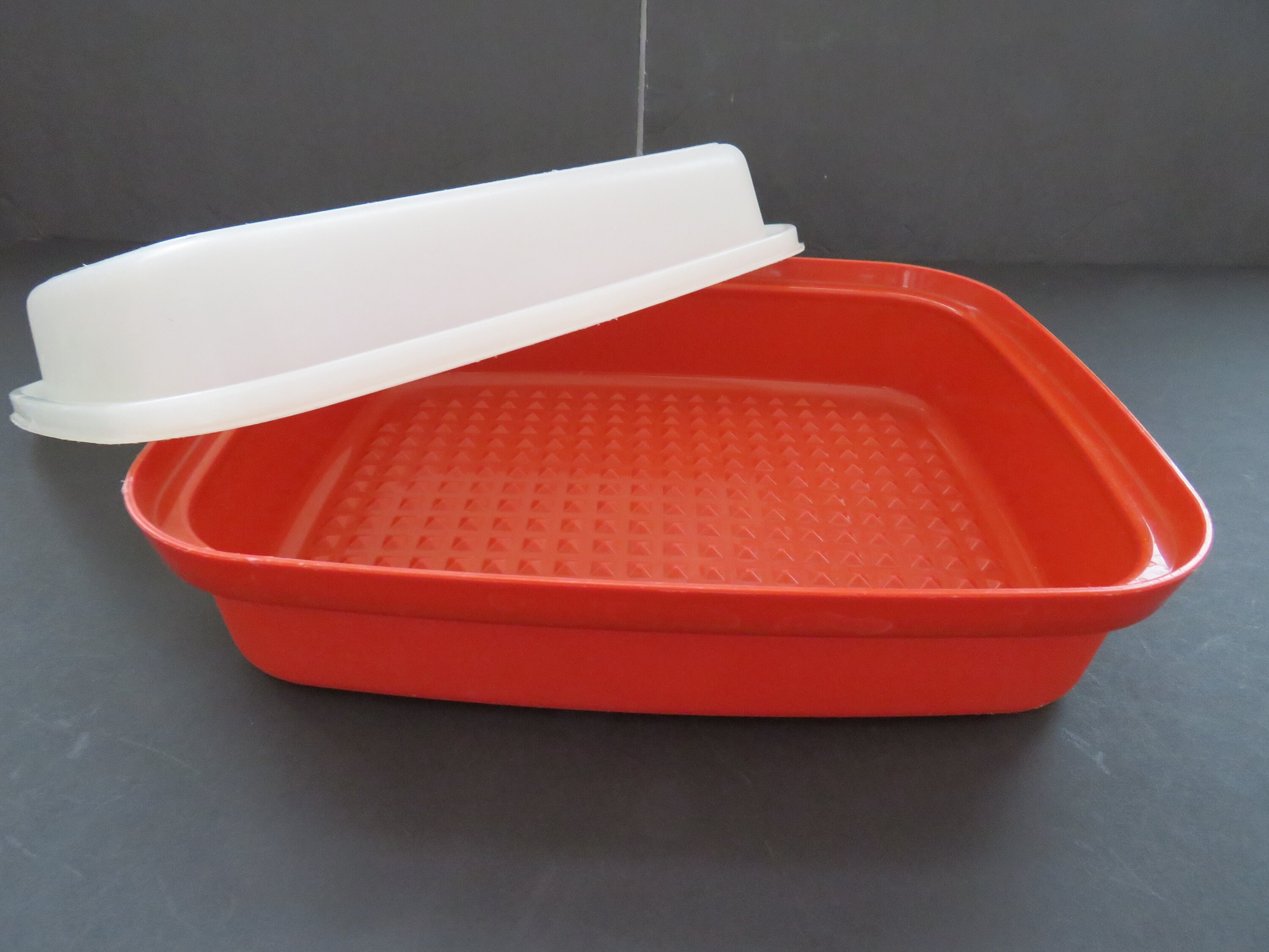 Vintage Tupperware Small Meat Marinade Dish in Paprika Red With Opaque Lid  Season-serve-store Container Retro Kitchen 