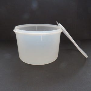 1950er Jahre Tupperware Kanister - Durchsichtiger, weißer Econo Kanister mit Deckel - Vintage Kunststoff Lebensmittel Pantry Lagerung Zucker Mehlbehälter - Geschenk