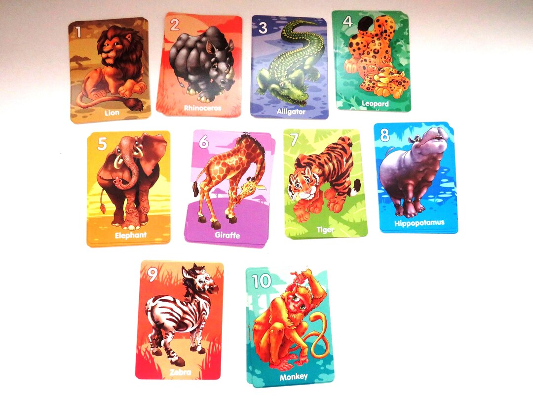 JUMBO Animal Rummy Playing Cards - Single Full Deck Original Box - Kids ...