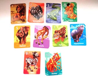 JUMBO Animal Rummy Playing Cards - Single Full Deck Original Box - Kids Family Game Night - Arts Crafts - NEW
