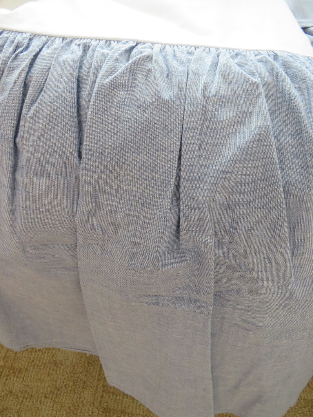 Ralph Lauren Twin Dust Ruffle Light Blue Chambray Bedskirt Vintage