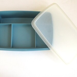 1980s Tupperware Stow N Go Container - 3 Piece Blue Divided Container ...