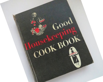 1955 Good Housekeeping Cookbook - Black Hardcover Cook Book - Cooking Baking Recipes Meal Planning Chef Cook - Kitchen Collectible - Gift