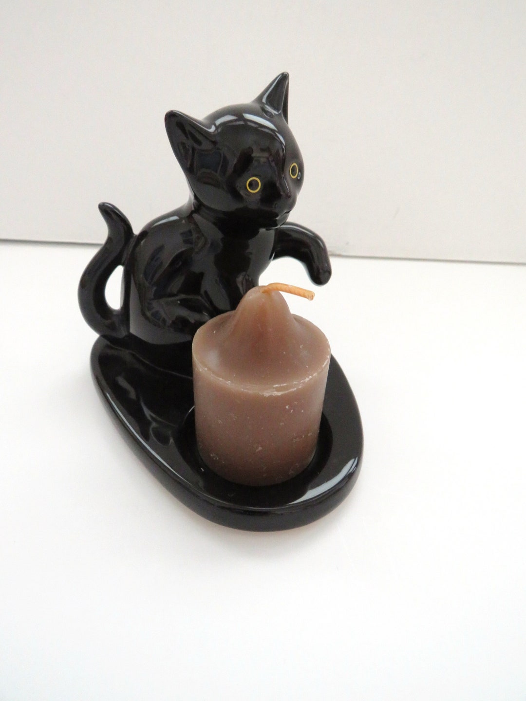 Vintage Black Cat Candle Holder by Partylite Cat Kitten Etsy