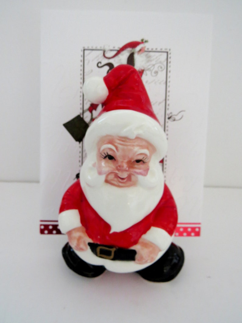 Holiday Decorations Vintage Santa Napkin Holder by Lefton Gift Christmas Table Decor St Nicholas Napkin Mail Keeper