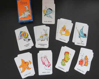Vintage FISH Card Game - Go Fish Playing Cards - Single Full Deck Original Box - Kids Games - Family Game Night - Collectible - Arts Crafts