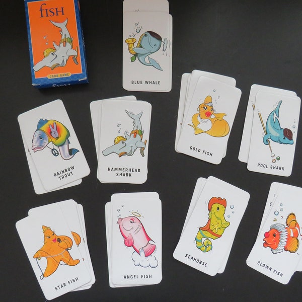 Gioco di carte FISH vintage - Carte da gioco Go Fish - Scatola originale a mazzo singolo completo - Giochi per bambini - Serata di gioco in famiglia - Da collezione - Artigianato artistico