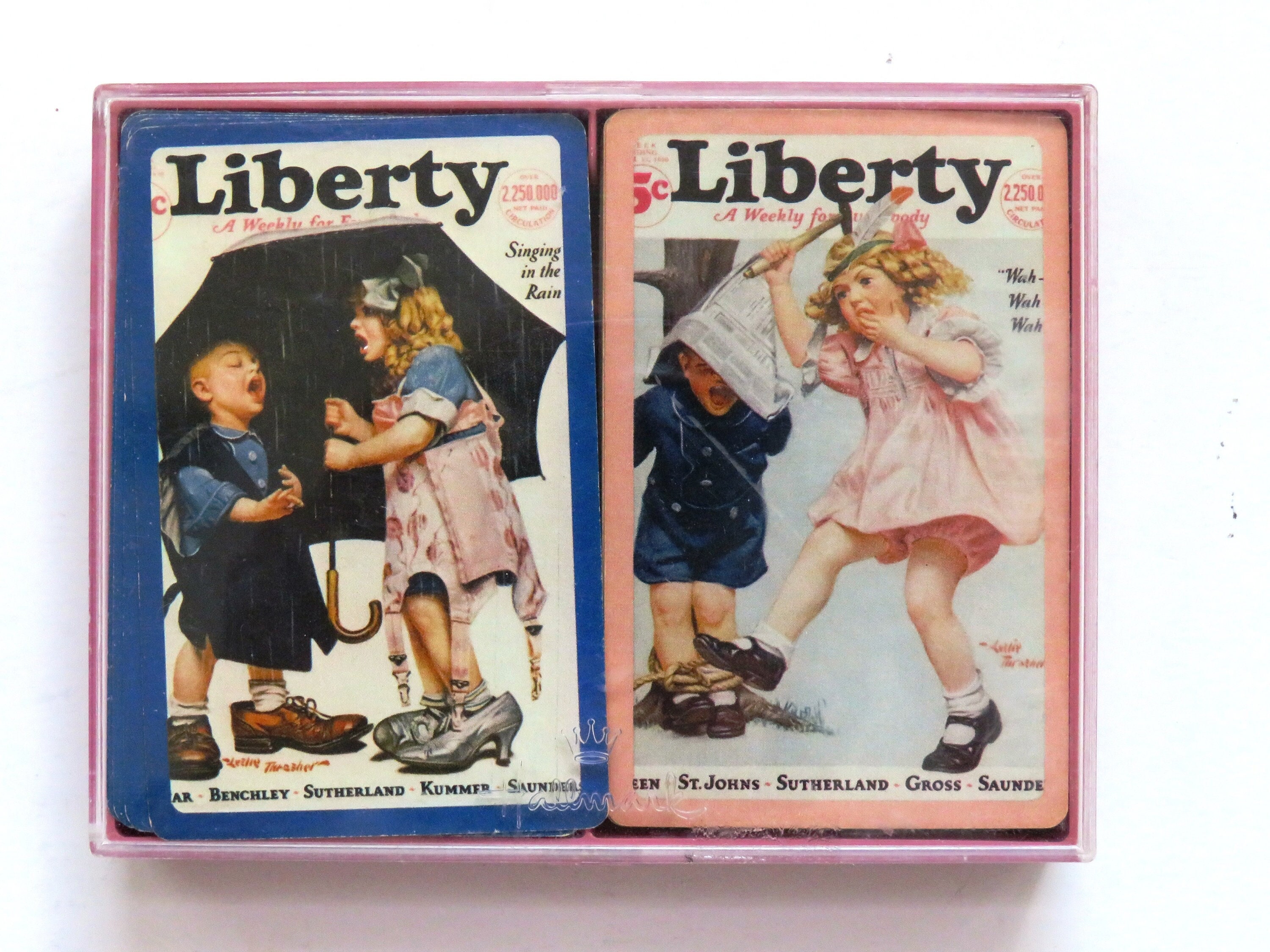 1973 LIBERTY Playing Cards by Hallmark - Full Boxed Double Deck Cards - 1920s Liberty Magazine Cover -Bridge Poker Card Game Night - Gift