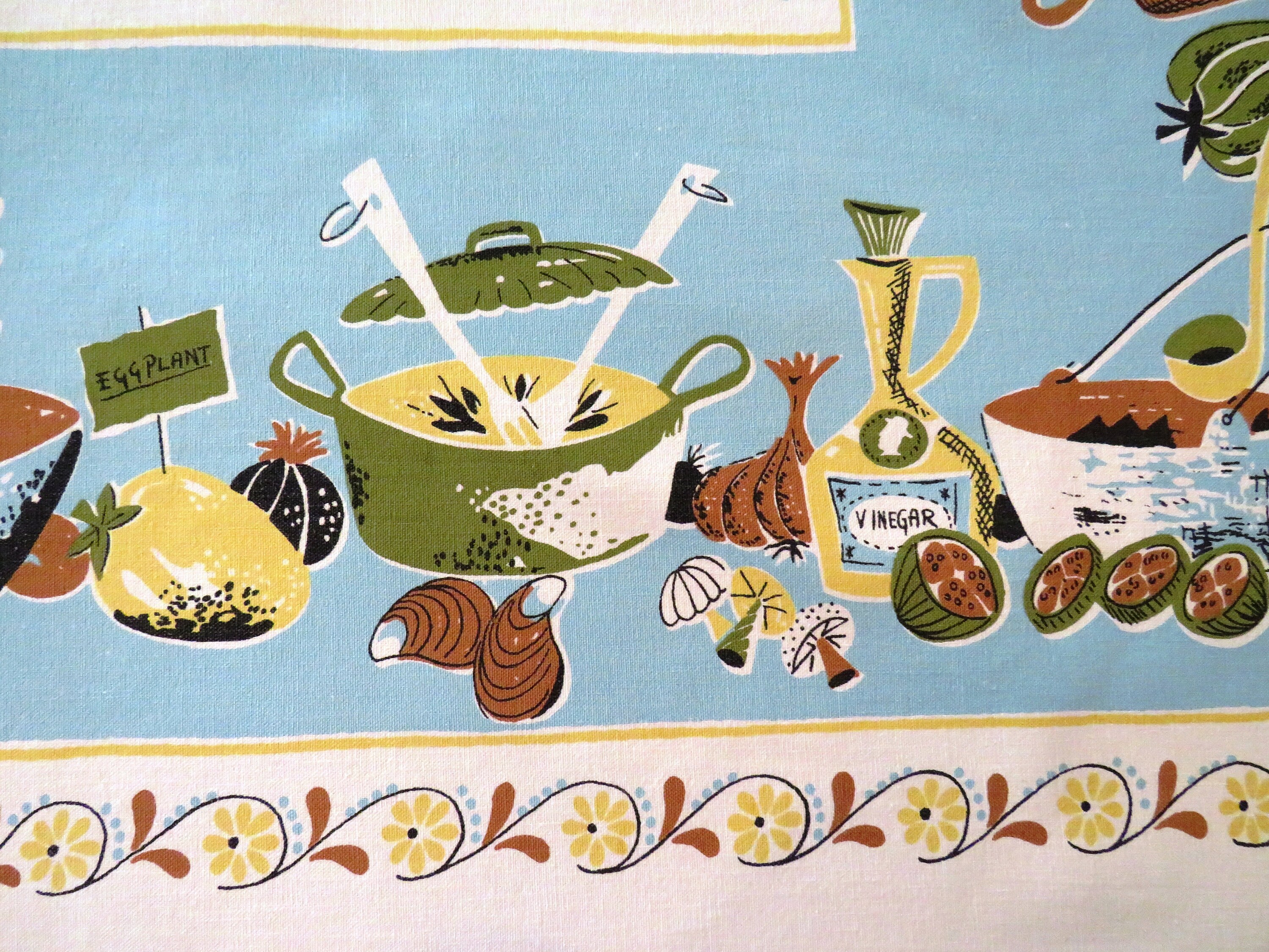 1950s Novelty Conversation Tablecloth Food Preparation Etsy